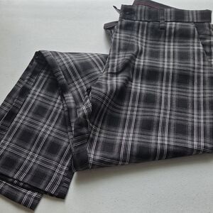 Suslo Couture Plaid Black and Gray Trousers